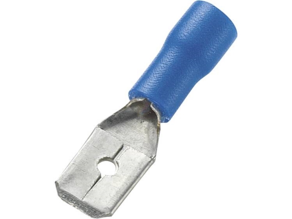 Tru Components 745424 Fladstik Stikbredde: 6,4 Mm Stiktykkelse: 0,8 Mm 180 ° Delvist Isoleret Blå 100 Stk