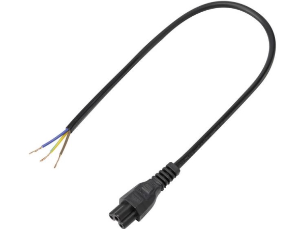 Stromkabel Kleeblattdurchführung C5 - Kabel, Offenes Ende, Gesamtzahl Der Pole: 2 + Pe Schwarz 50 Cm 1 St.