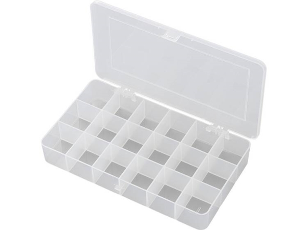 Tru Components E-107 Sortimentskasse (L X B X H) 210 X 112 X 30 Mm Antal Fag: 18 Fast Underopdeling 1 Stk