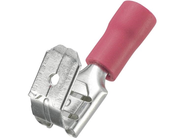 Tru Components 1572129 Fladstik-Kabelsko Med Forgrening Stikbredde: 6,4 Mm Stiktykkelse: 0,8 Mm 180 ° Delvist Isoleret Rød 50 Stk