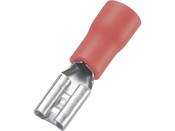Tru Components 1572131 Fladstik-Kabelsko Stikbredde: 2,8 Mm Stiktykkelse: 0,8 Mm 180 ° Delvist Isoleret Rød 100 Stk