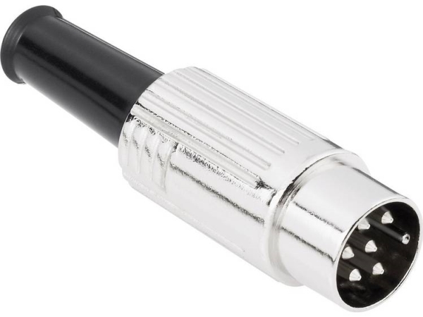 Tru Components 1578944 Din-Rundstik Stik, Lige Poltal: 6 Sølv 1 Stk