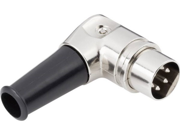 Tru Components 1578995 Din-Rundstik Stik, Vinklet Poltal: 5 Sølv 1 Stk