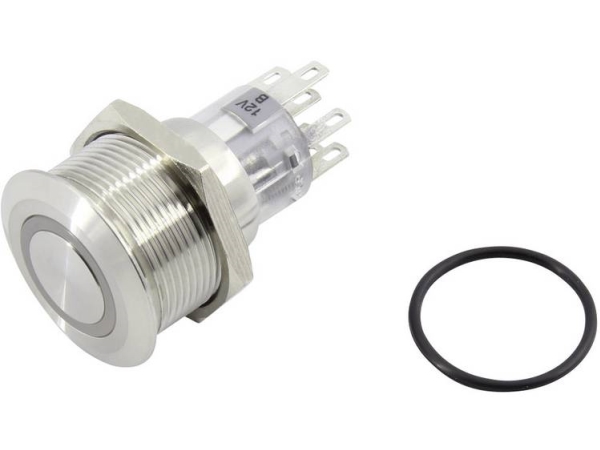 Tru Components Tc-Gq22-A-22E/W/12V/S203 Drucktaster 250 V 5 A 2 X Aus/(Ein) Berührend Weiß Ip65 1 Stück