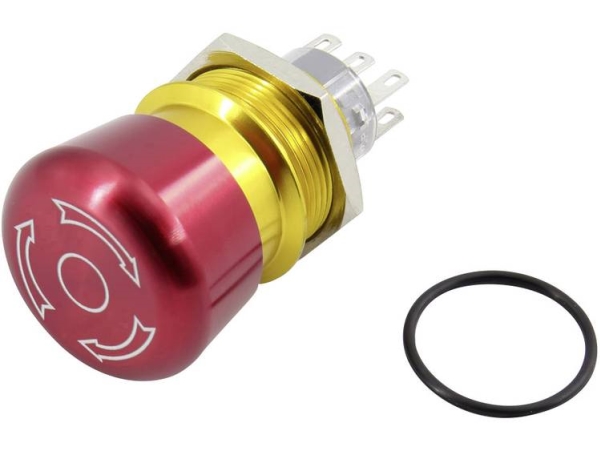 Tru Components Tc-Gq22-A-22Tsb203 Nødstopknap 250 V 5 A 2 X Sluttekontakt, 2 X Brydekontakt Ip65 1 Stk