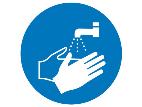Gebotsschild Händewaschen Hygiene Und Abstand Selbstklebende Folie (Ø) 50 Mm Iso 7010 - 6 Stk