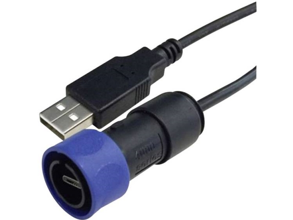Bulgin Usb-Kabel Usb 2.0 Usb-A-Hanstik, Usb-Micro-B-Hanstik 2.00 M Sort, Blå Pxp4040/B/2M00