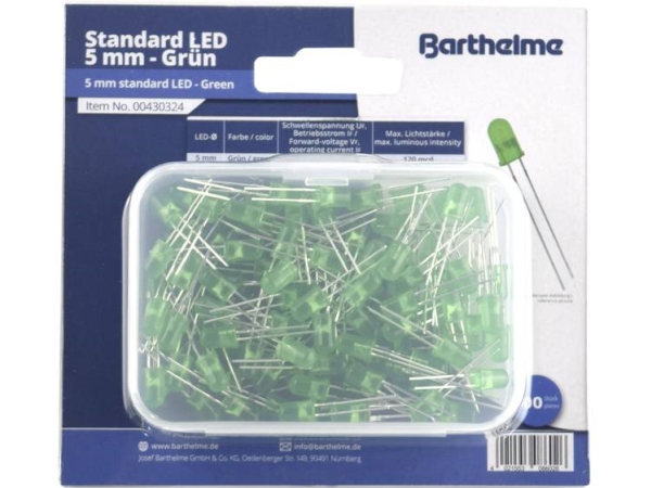 Barthelme Led Sortiment Grün Rund 5 Mm 120 Mcd 35 ° 20 Ma 3 V