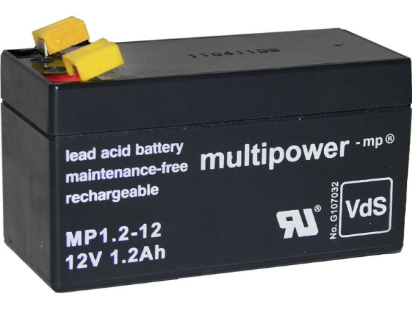 Multipower Pb-12-1,2-4,8 Mp1,2-12 Blei-Säure-Akku 12 V 1,2 Ah Bleivlies (B X H X T) 97 X 59 X 43 Mm Flachstecker 4,8 Mm Wartungsfrei, Geringe Selbste