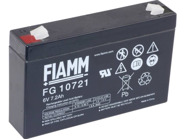 Fiamm Pb-6-7,2 Blei-Batterie 6 V 7,2 Ah Bleivlies (B X H X T) 150 X 100 X 34 Mm Flachstecker 4,8 Mm Wartungsfrei, Geringe Selbstentladung
