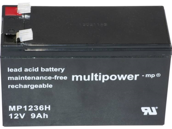 Multipower Pb-12-9-6,35 Mp1236h Blei-Säure-Akku 12 V 9 Ah Bleivlies (B X H X T) 151 X 102 X 65 Mm Flachstecker 6,35 Mm Wartungsfrei, Geringe Selbsten