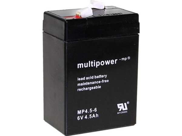 Multipower Pb-6-4,5-4,8 Mp4,5-6 Bleiakku 6 V 4,5 Ah Bleivlies (B X H X T) 70 X 105 X 47 Mm Flachstecker 4,8 Mm Wartungsfrei, Geringe Selbstentladung