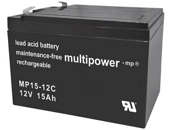 Multipower Pb-12-15 Blei-Akku 12 V 15 Ah Blei-Vlies (B X H X T) 151 X 104,5 X 99 Mm Flachstecker 6,35 Mm Wartungsfrei Geringe Selbstentladung