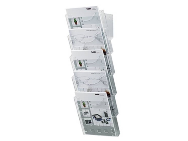 Prospekthalter Helit Set H6103102 Din A4 5X Glas Klar + Wandhalter