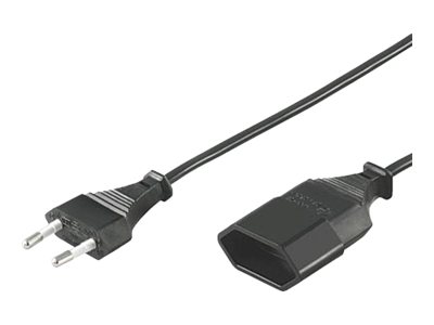 DELTACO DEL-109AD - Förlängningskabel för ström - Eurokontakt (hane) rak till IEC 60906-1 (hona) rak - AC 250 V - 2.5 A - 2 m - svart | EL Artiklar - Cee & multipolär - Cee material | GameStuff