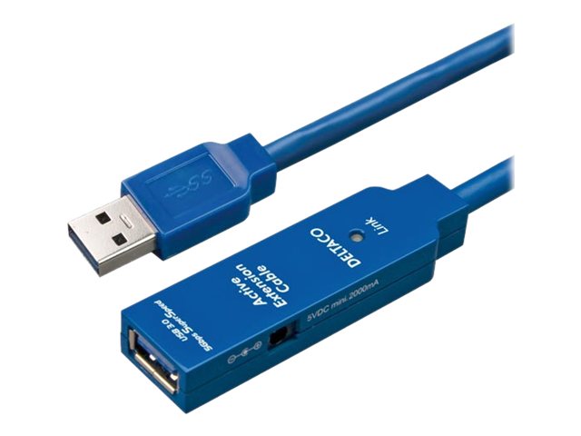 Deltaco Usb3-1000 - Usb Forlængerkabel - Usb Type A (Hun) Til Usb Type A (Han) - 2 M - Aktiv - Sort