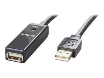 Deltaco Usb2-Ex15m - Usb-Forlængerkabel - Usb (Hun) Til Usb (Han) - Usb 2.0 - 15 M - Aktiv - Sort