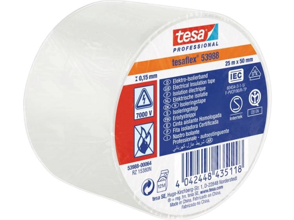 Tesa 53988-00064-00 Isolierband 53988 Weiß (L X B) 25 M X 50 Mm 1 St. (53988-00064-00)