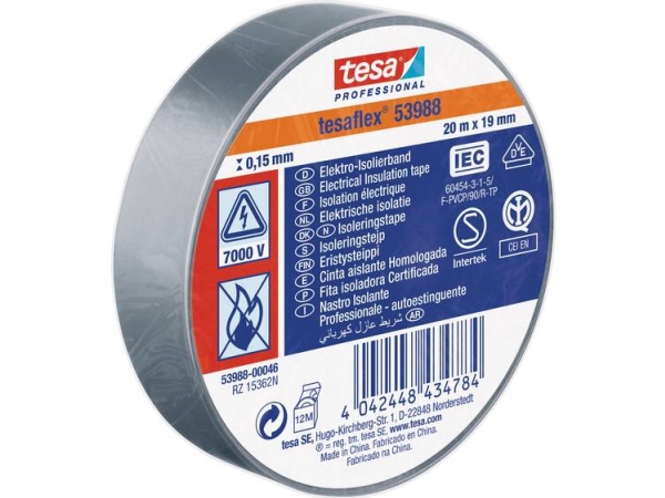 Tesa 53988-00046-00 Isoleringsbånd Tesa Professional Grå (L X B) 20 M X 19 Mm 1 Stk