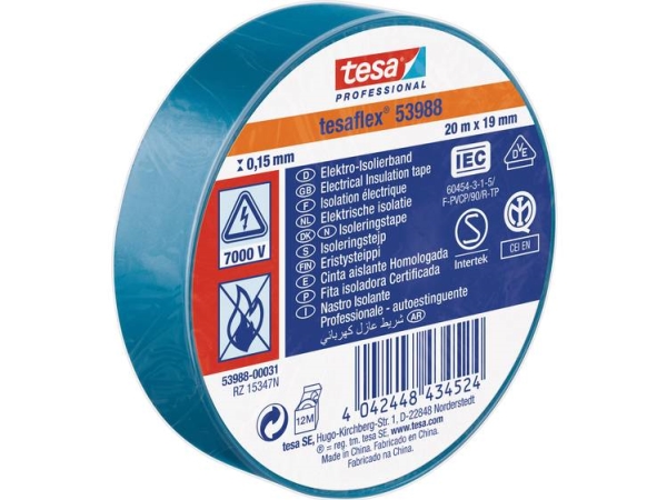 Tesa Tesa 53988-00031-00 Isoleringsbånd Tesa Professional Blå (L X B) 20 M X 19 Mm 1 Stk