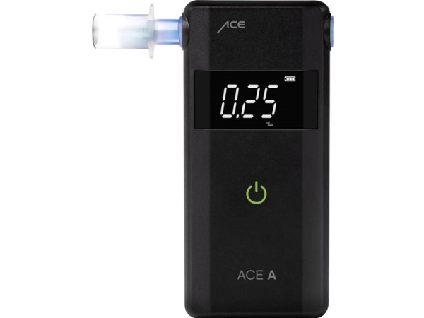 Ace A Atemalkoholtester Schwarz 0 Bis 4 ‰ Verschiedene Einheiten Können Angezeigt Werden , Alarm , Inkl. Display, Countdown-Funktion