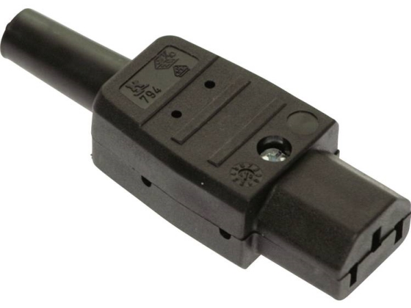 As - Schwabe Kaltgeräte-Steckverbinder Stecker, Gerade Gesamtpolzahl: 3 10 A Schwarz 62081 1 St. (62081)
