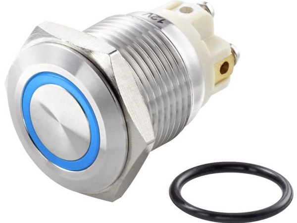 Tru Components Tc-Gq16f-10E/L/B/12V/S Festverdrahteter Taster 48 V/Dc 2 A 1 X Aus/(Ein) Berührung Blau Ip65 1 Stück