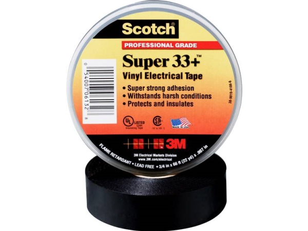 3M 80014001020. Bandfarbe: Schwarz, Band-Zweck: Insulating, Reparatur, Material: Vinyl. Bruchdehnung: 250%, Minimale Betriebstemperatur: -18 °C, Maxi