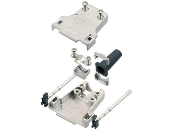Encitech Dtzf09-Rg-Ljs-M3-K D-Sub-Gehäuse, Polzahl 9, Druckguss Zink, 180°, Metall, 1 St.