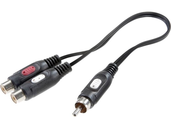 Speaka Professional Cinch Audio Y-Adapter [1X Cinch-Stecker - 2X Cinch-Buchse] Schwarz (Sp-7869820)