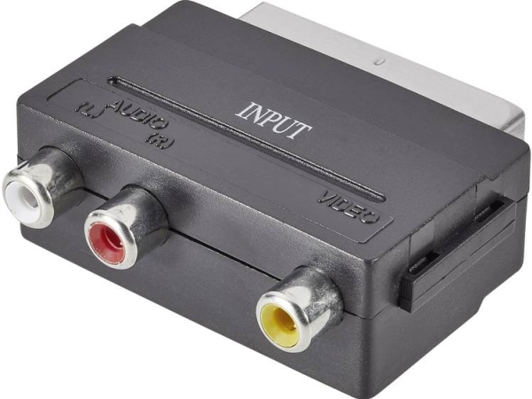 Speaka Professional Cinch / Scart Adapter [3X Cinch-Buchse - 1X Scart-Stecker] Schwarz (Sp-7869904)