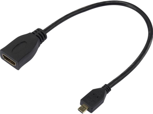 Speaka Professional Sp-7870588 Hdmi Adapter [1X Hdmi-Stik D Micro - 1X Hdmi-Tilslutning] Sort Forgyldte Stik 20.00 Cm