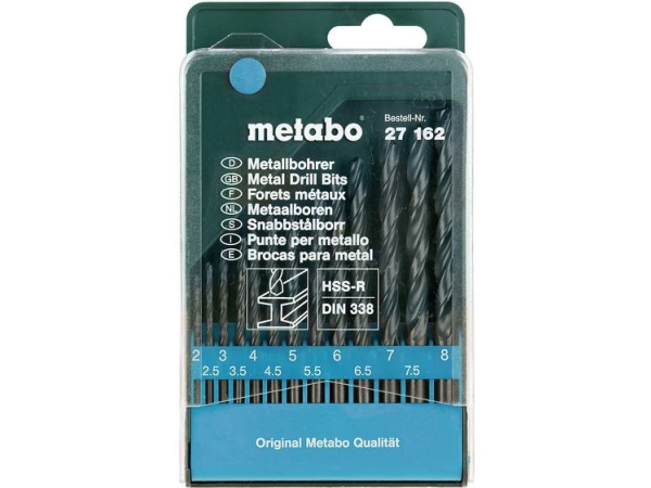 Metabo 627162000 Metal-Spiralbor 13 Dele 2 Mm, 2.5 Mm, 3 Mm, 3.5 Mm, 4 Mm, 4.5 Mm, 5 Mm, 5.5 Mm, 6 Mm, 6.5 Mm, 7 Mm, 7.5 Mm, 8 Mm 1 Stk