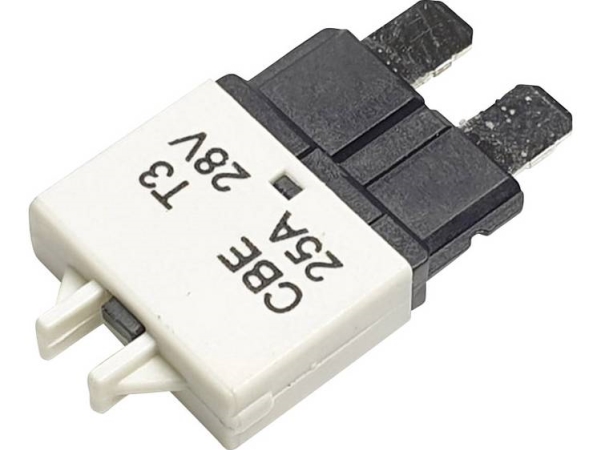 Hansor Circuit Breaker Standard, Typ 3, Manual Reset, 25A Cbe3 Serie 25A Circuit Breaker Standard Flachsicherung 25 A Weiß 1 Stück