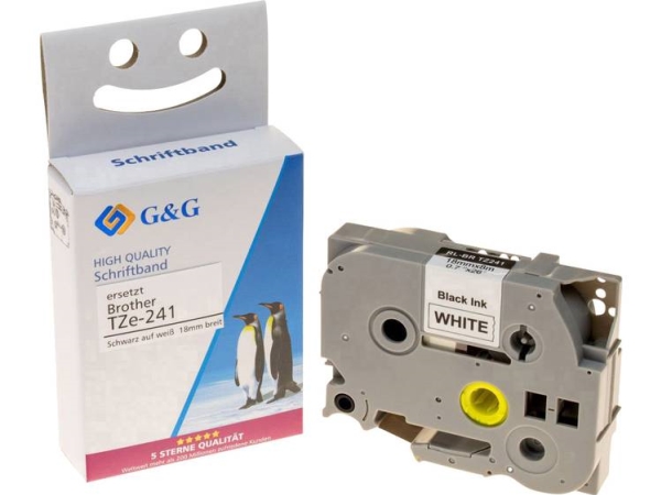 G&G 5T241-Td, Hvid, Brother, Brother Ptouch 1010 Brother Ptouch 1750 Brother Ptouch 18R Brother Ptouch 2100Vp Brother Ptouch..., 1,8 Cm, 8 M
