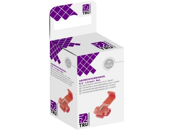 Tru Components T1904c036 Forgreningsstik Fleksibel: 0.50-1.00 Mm² Stift: 0.50-1.00 Mm² Poltal: 2 10 Stk Rød