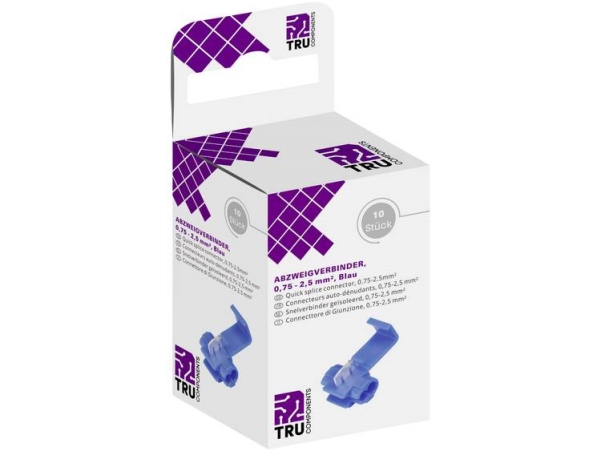 Tru Components T1904c037 Forgreningsstik Fleksibel: 0.75-2.50 Mm² Stift: 0.75-2.50 Mm² Poltal: 2 10 Stk Blå