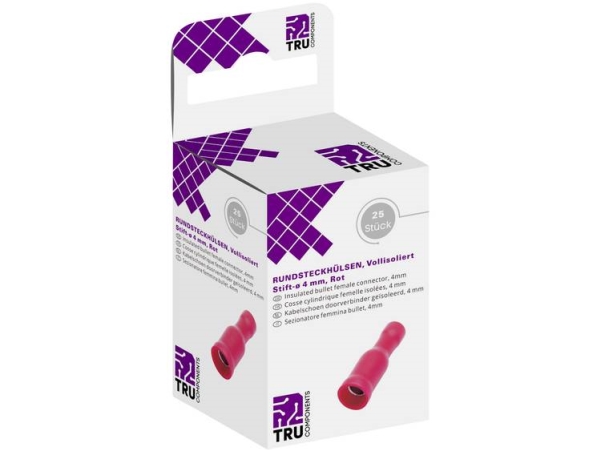 Tru Components T1904c048 Rundstikmuffer 0.50 Mm² 1.50 Mm² Helisoleret Rød 25 Stk