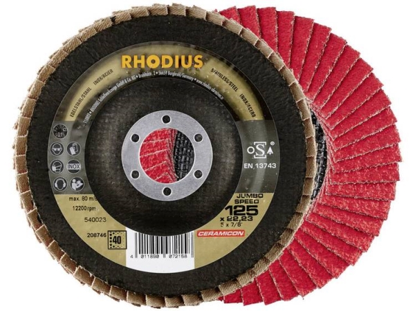 Rhodius 208748 Jumbo Speed Lamelslibeskive Diameter 125 Mm Borings-Diameter 22.23 Mm Kornstørrelse 80 Rustfrit Stål 1 Stk