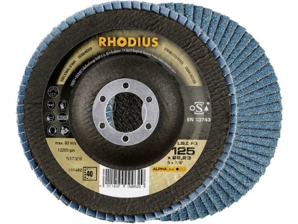 Rhodius 210480 Lsz F3 Lamelslibeskive Diameter 115 Mm Borings-Diameter 22.23 Mm Kornstørrelse 60 Rustfrit Stål 1 Stk