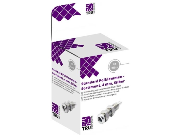 Tru Components Laboratoriestik Sortiment Tilslutning, Indbygning Lodret Sølv 10 Stk