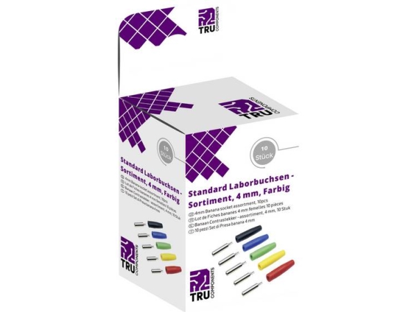 Tru Components Laboratoriestik Sortiment Verbindungsstecker, Gerade Farbe: Schwarz, Rot, Blau, Gelb, Grün 10-Teilig