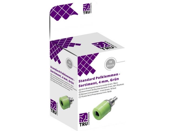 Tru Components Laboratoriestik Sortiment Tilslutning, Indbygning Lodret Grøn 10 Stk