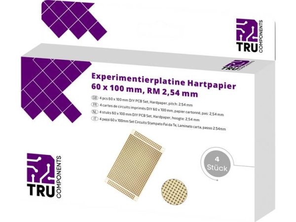 Tru Components T1906sa039 Europrintplatte Hartpapier (L X B) 100 X 60 Mm 35 Μm Rastermaß 2,54 Mm 4 Stk