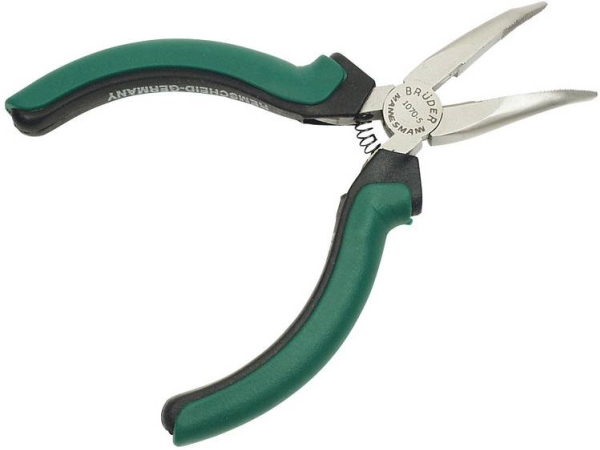 Brüder Mannesmann Green Line Brüder Mannesmann Spitzzange "Elektronik", Gebogen, 125 Mm Aus Werkzeugstahl, Farbe: Grün / Silber / Schwarz, Mit 2 - 1
