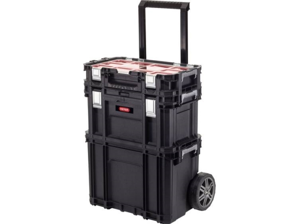 Keter Connect Rolling System 238273 Werkzeugkoffer-Set, 3-Teilig, Schwarz