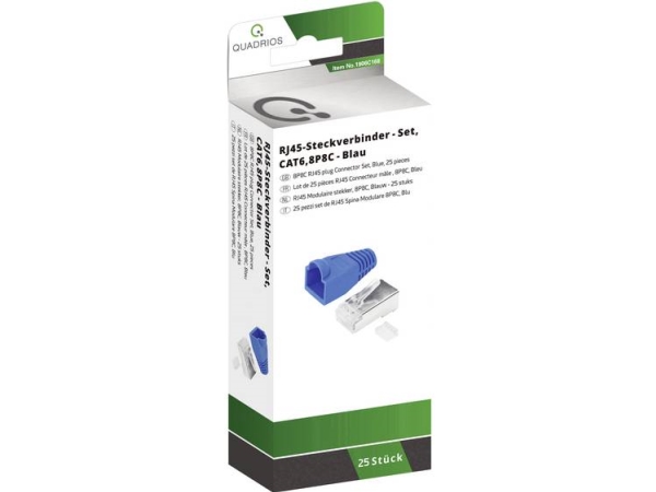 Quadrios Rj-45 Steckverbinder Set-Cat 6 1906C168 Stecker, Gerade Polzahl 8P8c Blau 25 St. (1906C168)