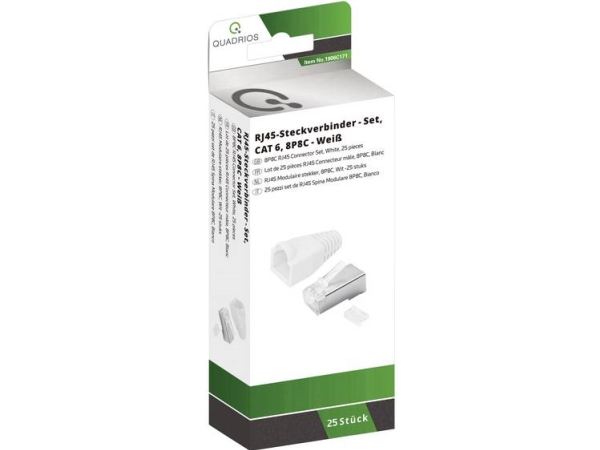Quadrios Rj-45 Steckverbinder Set-Cat 6 1906C171 Stecker, Gerade Polzahl 8P8c Weiß 25 St. (1906C171)