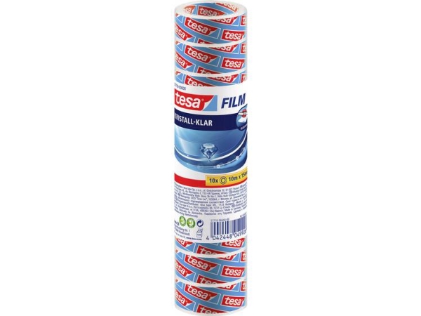 Tesa Film, Kristall-Klar, 10-Er Pack, 15 Mm X 10 M Universeller Klebefilm, Aus Pp-Folie, Reißfest (57710-00000-01)