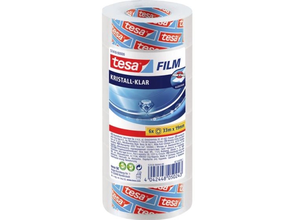 Tesa 57418-00000-02 Klæbefilm Krystalklar Transparent (L X B) 33 M X 19 Mm 6 Stk